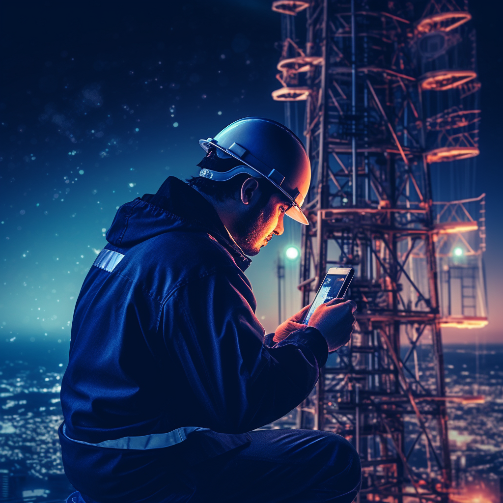 Gestion de file d'attente 8 Tron Jeremy telecom technician mounting 5G antennas in a cell t 8e6c4b16 931a 47f0 a1f0 3c3a3ecf2cfd